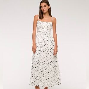 Abercrombie & Fitch Dipped-Waist Smocked Midi Dress
